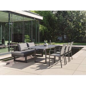 STERN Gartenmöbel Stern New Holly Dining-Bank/Liege Set Alu schwarz/grau 7-teilig