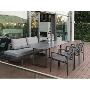 STERN Gartenmöbel STERN Holly Dining-Bank/Liege Set Aluminium anthrazit mit Tisch und Stühle 3x Kari hoch