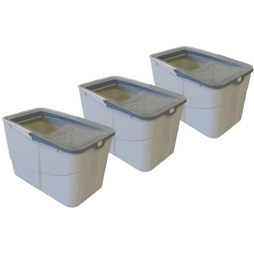 PETGARD 3er Sparpack Katzentoilette Katzenklo Sofia Open mit Einstieg von oben 3 x Grau (21,66 € pro 1 Stück)