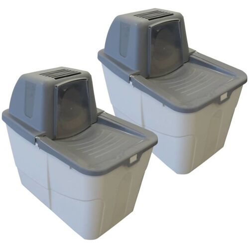 PETGARD 2er Sparpack Katzentoilette Katzenklo Sofia Close mit Einstieg von oben 2 x Grau (30,00 € pro 1 Stück)