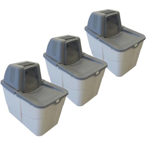 PETGARD 3er Sparpack Katzentoilette Katzenklo Sofia Close mit Einstieg von oben 3 x Grau (28,33 € pro 1 Stück)