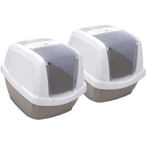 PETGARD 2er Sparpack Katzentoilette Katzenklo Haubentoilette weiss-grau (27,49 € pro 1 Stück)