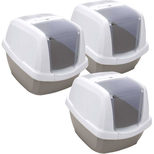 PETGARD 3er Sparpack Katzentoilette Katzenklo Haubentoilette weiss-grau (26,66 € pro 1 Stück)