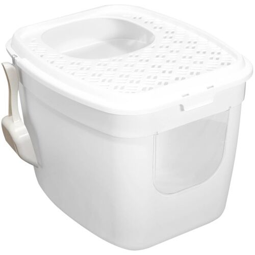 PETGARD Katzentoilette Katzenklo mit Einstieg vorne und oben 54 x 44 x 41 cm Weiß