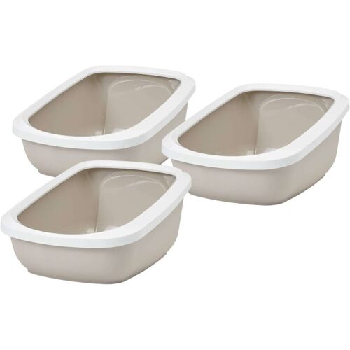 PETGARD 3er Sparpack Katzentoilette Katzenklo mit Rand ASEO JUMBO weiss-beige (23,33 € pro 1 Stück)