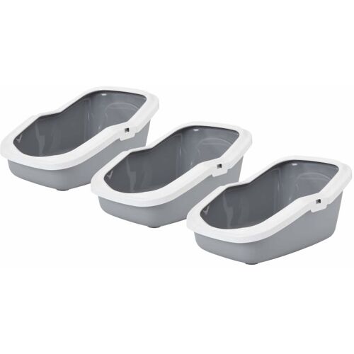 PETGARD 3er Sparpack Katzentoilette Katzenklo mit Rand ASEO grau-weiss (12,66 € pro 1 Stück)