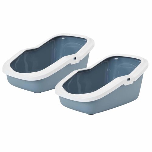 PETGARD 2er Sparpack Katzentoilette Katzenklo mit Rand ASEO blau-weiss (14,99 € pro 1 Stück)