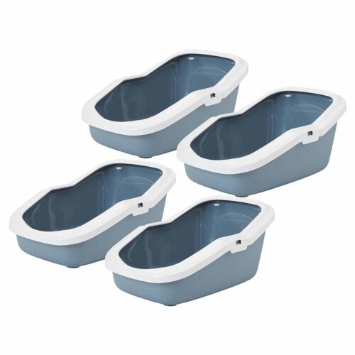 PETGARD 4er Sparpack Katzentoilette Katzenklo mit Rand ASEO blau-weiss (11,25 € pro 1 Stück)