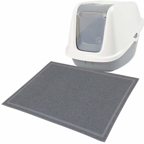 PETGARD Sparpack XXXL Katzentoilette Nestor Giant weiss-grau mit XXL Katzenstreumatte