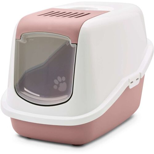 PETGARD Moderne Katzentoilette Katzenklo Haubentoilette NESTOR weiss-rosa 56 x 39 x 38,5 cm