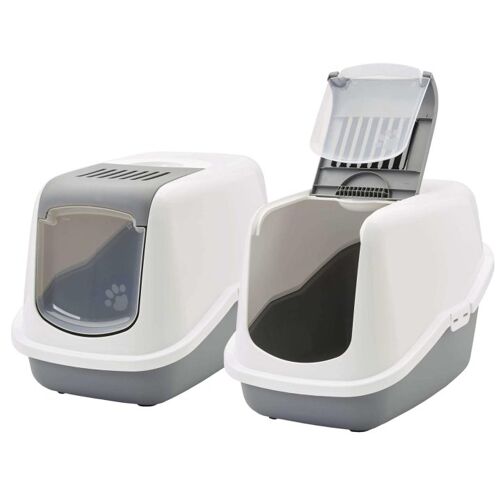 PETGARD 2er Sparpack Katzentoilette Katzenklo Haubentoilette NESTOR weiss-grau (21,49 € pro 1 Stück)