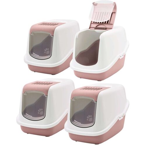 PETGARD 4er Sparpack Katzentoilette Katzenklo NESTOR weiss-rosa (20,00 € pro 1 Stück)