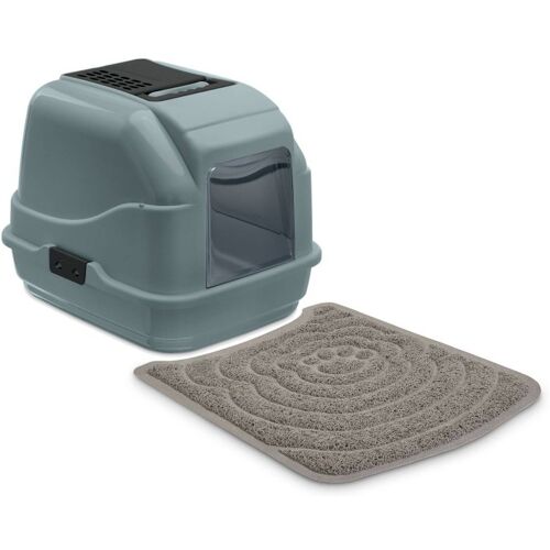 PETGARD Sparpack Recycling Katzentoilette Haubentoilette Easy Cat grau inkl. Vorlegematte