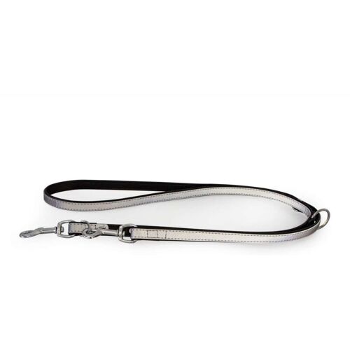 Das Lederband Hundeführleine Oslo Silver reflective B 22 mm / L 200 cm