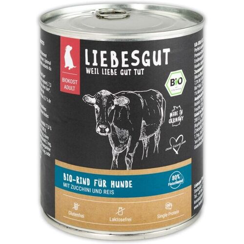 Liebesgut Hundenassfutter Bio Rind mit Zucchini und Reisflocken 6x800g