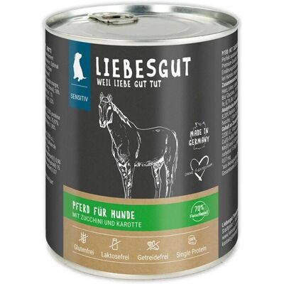 Liebesgut Hundenassfutter Pferd mit Bio-Zucchini und Bio-Karotte 6x800g Liebesgut Hundenassfutter Pferd mit Bio-Zucchini und Bio-Karotte 6x800g