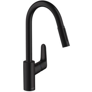 Hansgrohe Focus M41 Einhebel-Küchenmischer 240, Ausziehbrause, 2jet, Farbe: Schwarz Matt