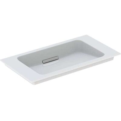 Geberit Wandwaschbecken - Weiß / Gebürsteter Chrom - 75x40cm Geberit Wandwaschbecken - Weiß / Gebürsteter Chrom - 75x40cm