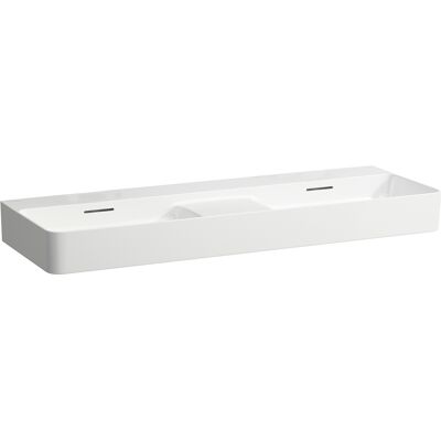 LAUFEN VAL Doppelwaschtisch, ohne Hahnloch, mit Überlauf, 1200x420mm, semi-trockener Bereich mittig, H8142827571091 LAUFEN VAL Doppelwaschtisch, ohne Hahnloch, mit Überlauf, 1200x420mm, semi-trockener Bereich mittig, H8142827571091