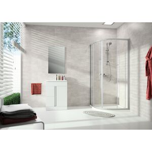 Hüppe Alpha 2 Gleittür - Viertelkreis, Weiß Glas Hüppe Alpha 2 Gleittür - Viertelkreis, Weiß Glas