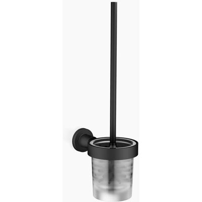 Dornbracht Tara Toilettenbürstengarnitur - Wandmodell, Kristallglas, Schwarz matt Dornbracht Tara Toilettenbürstengarnitur - Wandmodell, Kristallglas, Schwarz matt