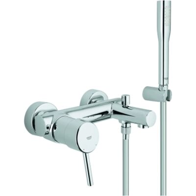 Grohe Concetto Einhand-Wannenbatterie, Ausladung 156mm, Aufputzmontage, mit Brausegarnitur, chrom, 32212001 Grohe Concetto Einhand-Wannenbatterie, Ausladung 156mm, Aufputzmontage, mit Brausegarnitur, chrom, 32212001
