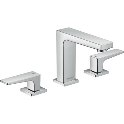 Hansgrohe Metropol 3-Loch Waschtischarmatur 110, Hebelgriffe, Push-Open Ablaufgarnitur, Ausladung 132mm, 32514000 Hansgrohe Metropol 3-Loch Waschtischarmatur 110, Hebelgriffe, Push-Open Ablaufgarnitur, Ausladung 132mm, 32514000