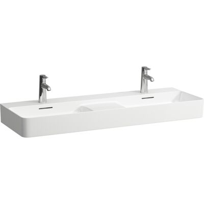 LAUFEN VAL Doppelwaschtisch, 1 Hahnloch, mit Überlauf, 1200x420mm, semi-trockener Bereich mittig, H8142827571041 LAUFEN VAL Doppelwaschtisch, 1 Hahnloch, mit Überlauf, 1200x420mm, semi-trockener Bereich mittig, H8142827571041