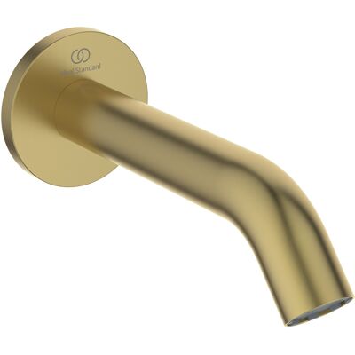 Ideal - Wandauslauf 160mm Brushed Gold mit runder Metallschelle - Wandmontierter Auslauf Ideal - Wandauslauf 160mm Brushed Gold mit runder Metallschelle - Wandmontierter Auslauf