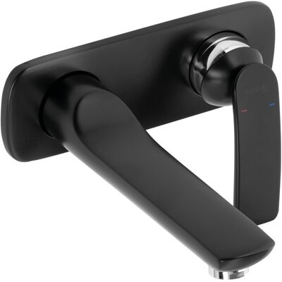 Kludi Balance Wandmontierter Waschtischmischer - 180mm, Schwarz Matt/Chrom Kludi Balance Wandmontierter Waschtischmischer - 180mm, Schwarz Matt/Chrom
