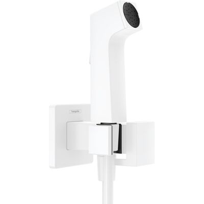 Hansgrohe Bidette Duschkopf - Wassersparend, Mattweiß, 28 mm, mit Halter & Schlauch Hansgrohe Bidette Duschkopf - Wassersparend, Mattweiß, 28 mm, mit Halter & Schlauch