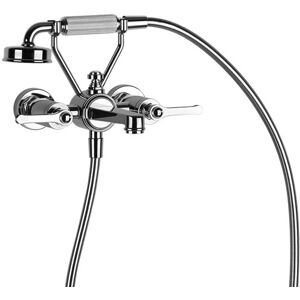 Gessi Venti20 2-Loch-Wannenarmatur, mit Schlauch u. Handbrause, 2-Wege, Ausladung 220mm, Wandmontage, 65113, Farbe: Chrom