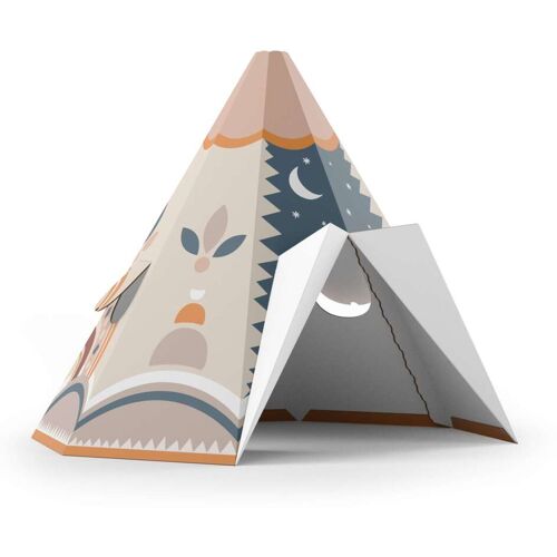 FOLDZILLA Tipi Pappe XXL Tipi Ethno Muster Blau