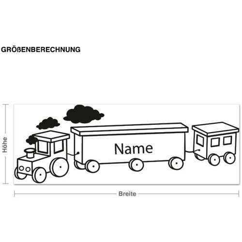 Wunschtext-Wandtattoo Kinderzimmer Wunschtext-Eisenbahn