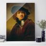 Glasbild Kunstdruck - Hochformat Rembrandt van Rijn - Selbstbildnis