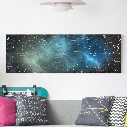 Leinwandbild Sternbild - Panorama Sternbilder Karte Galaxienebel