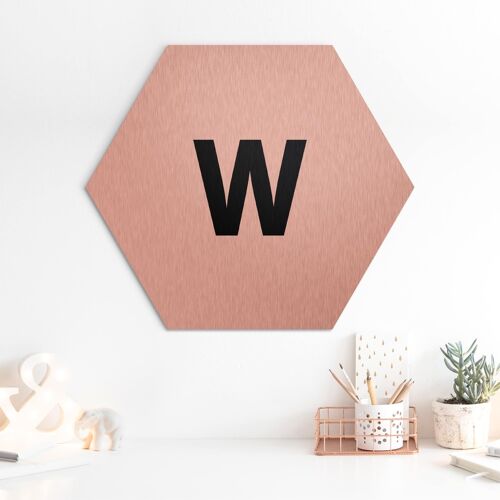 Hexagon-Alu-Dibond Bild Buchstaben Buchstabe Weiß W