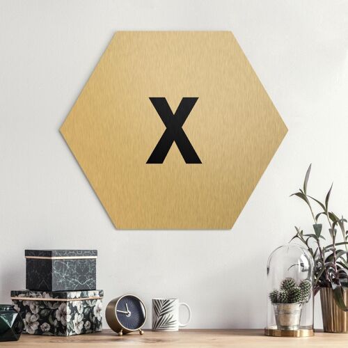 Hexagon-Alu-Dibond Bild Buchstaben Buchstabe Weiß X