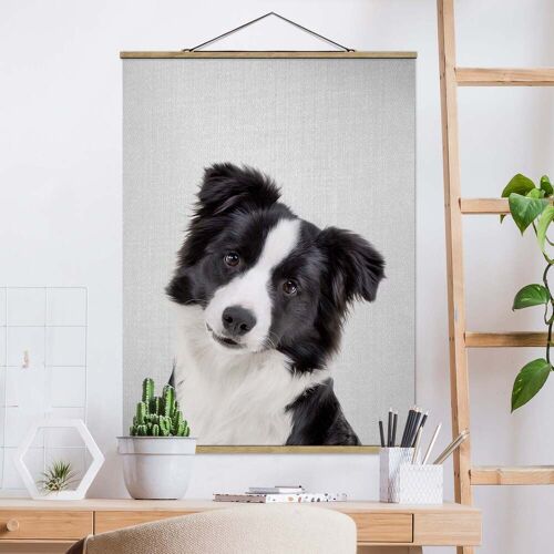 Stoffbild mit Posterleisten Bordercollie Benni