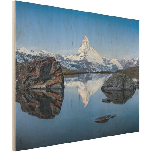 Holzbild Stellisee vor dem Matterhorn