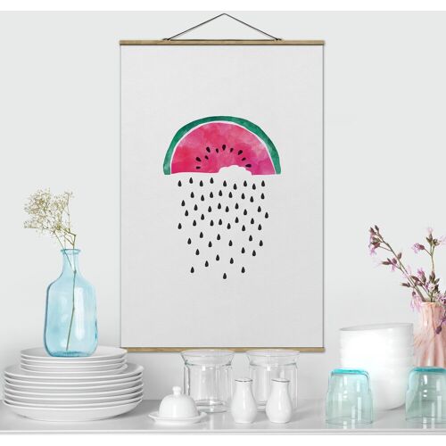 Stoffbild mit Posterleisten Wassermelonen Regen