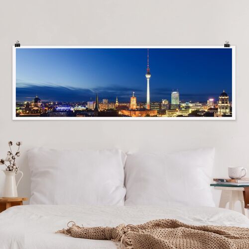 Panorama Poster Architektur & Skyline Fernsehturm bei Nacht