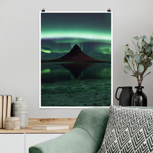 Poster Natur & Landschaft - Hochformat Polarlicht in Island