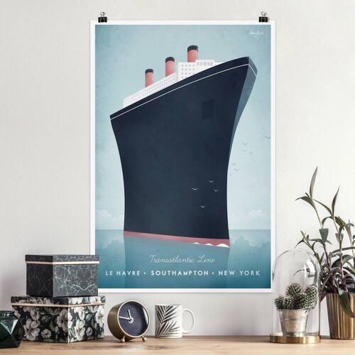 Poster Strand - Hochformat Reiseposter - Kreuzfahrtschiff