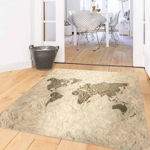 Vinyl-Teppich Papier Weltkarte Beige Braun