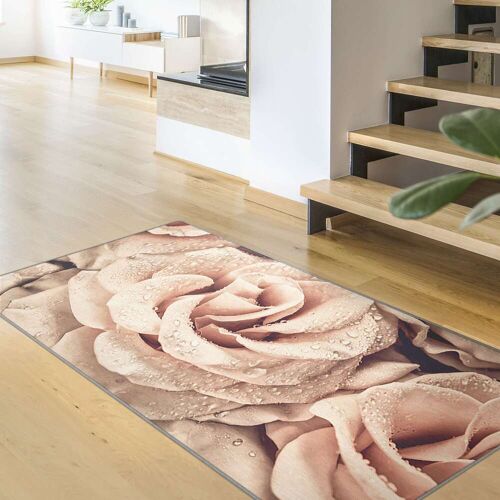 Teppich Rosen Sepia mit Wassertropfen