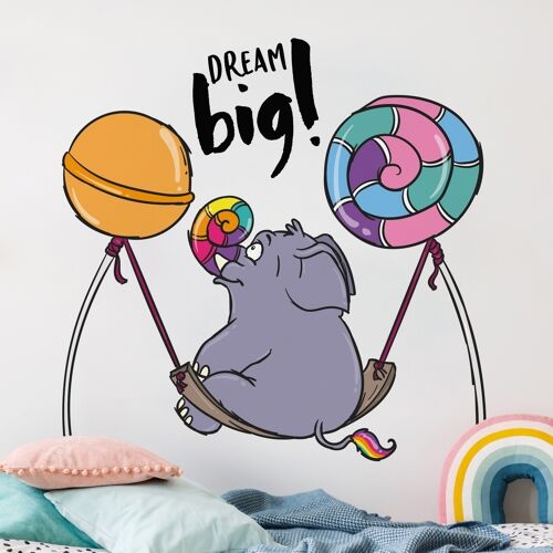 Wandtattoo Pummeleinhorn - Dream big Elefant