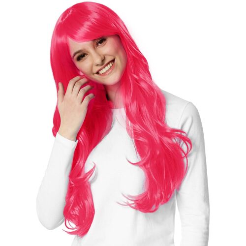 tectake Perücke Lange Haare Locken - pink