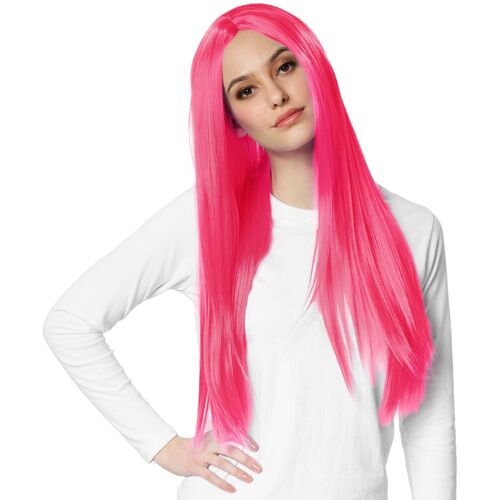 tectake Perücke Lange Haare glatt - pink