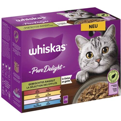 WHISKAS® PURE DELIGHT Portionsbeutel Multipack Gemischtes Ragout in Gelee (4 x 12 =)   48 x 85 g